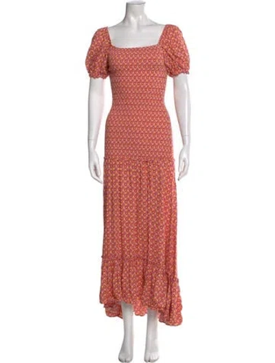 Pre-owned L*space Floral Print Long Dress In Pink