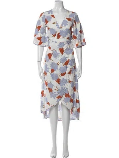 Pre-owned L*space Floral Print Midi Length Dress In Blue