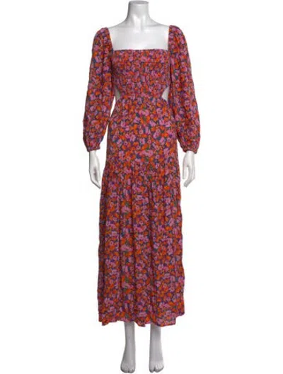 Pre-owned L*space Floral Print Midi Length Dress W/ Tags In Multicolor