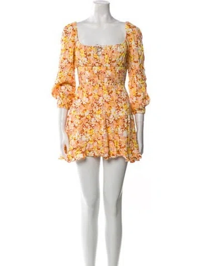 Pre-owned L*space Floral Print Mini Dress In Blue