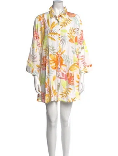 Pre-owned L*space Floral Print Mini Dress In Orange