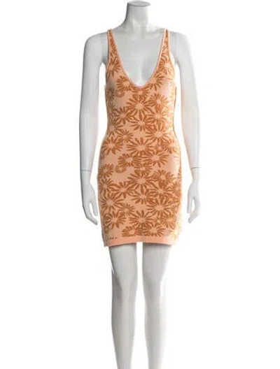 Pre-owned L*space Floral Print Mini Dress In Orange