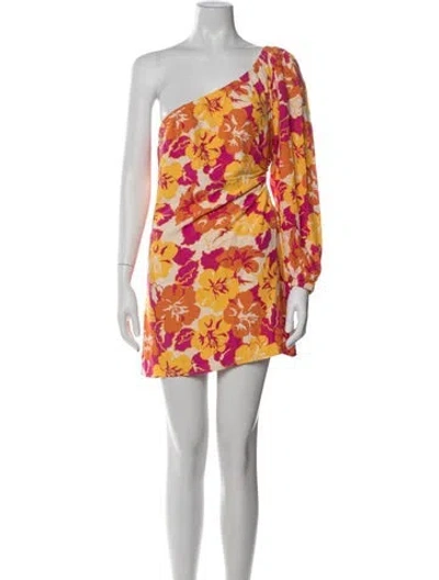 Pre-owned L*space Floral Print Mini Dress W/ Tags In Orange