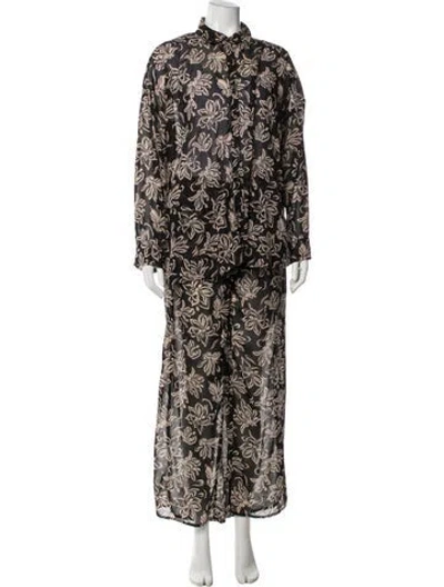 Pre-owned L*space Floral Print Pant Set In Brown