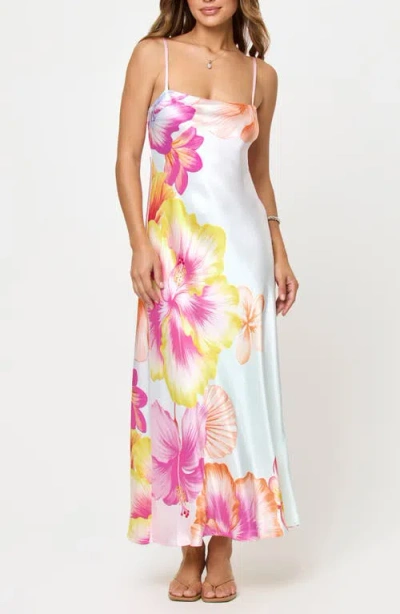 L*space Lspace Gabby Floral Bias Cut Cotton Sateen Cover-up Maxi Dress In White