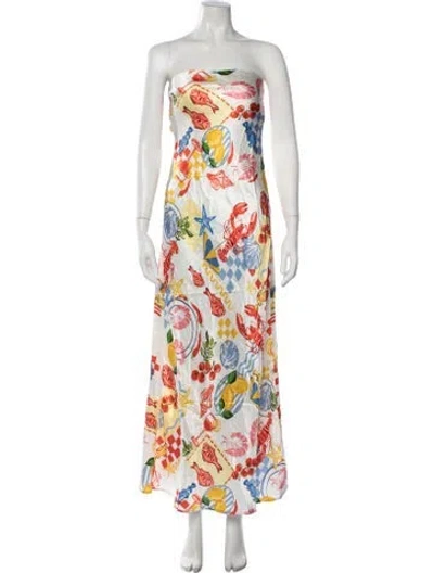 Pre-owned L*space Graphic Print Long Dress In White