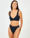 L*space Hailey Bikini Top Womens Large Black Stretch Thick Strap Swimwear Erk315 In Black