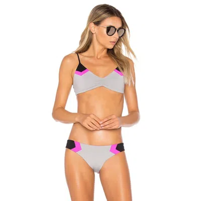 L*space Haley Blocked Reversible Bikini Top In Fog Grey In Neutral