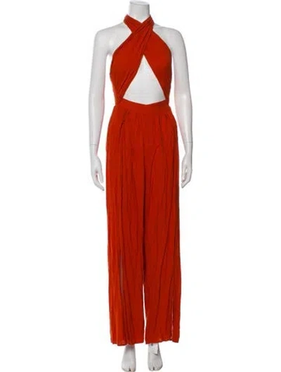 Pre-owned L*space Halterneck Jumpsuit In Orange