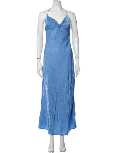 Pre-owned L*space Halterneck Long Dress In Blue