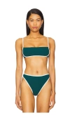 L*space Lspace Hazel Ribbed Bikini Top In Deep Teal & Cream