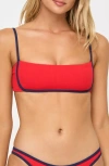 L*space Lspace Hazel Ribbed Bikini Top In Red