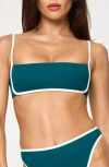 L*space Lspace Hazel Ribbed Bikini Top In Deep Teal/cream