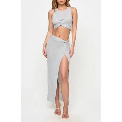 L*space Lspace Heart Of Gold Metallic Crop Cover-up Top In Metallic Silver