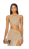 L*space Lspace Heart Of Gold Metallic Crop Cover-up Top In Metallic Gold