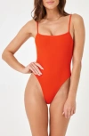 L*space Holly Rib One-piece Swimsuit In Pimento