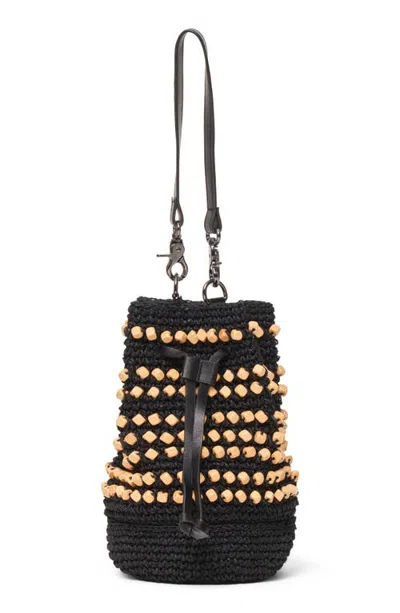 L*space Lspace Hudson Beaded Paper Raffia Shoulder Bag In Black