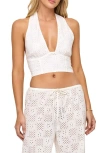 L*space Lspace In Bloom Cotton Eyelet Halter Top