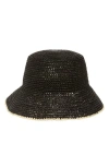 L*space Lspace Isadora Straw Bucket Hat In Black/cream
