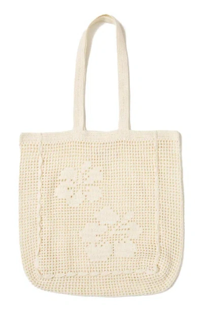 L*space Lspace Island Time Crochet Cotton Tote In Neutral