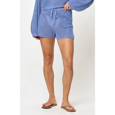 L*space Lspace Island Time Open Knit Cover-up Shorts In Blue