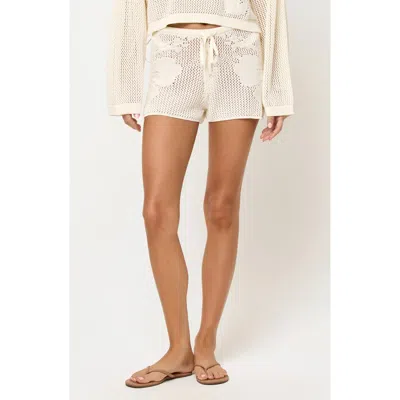 L*space Lspace Island Time Open Knit Cover-up Shorts In White