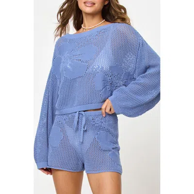 L*space Lspace Island Time Open Stitch Cover-up Sweater In Blue