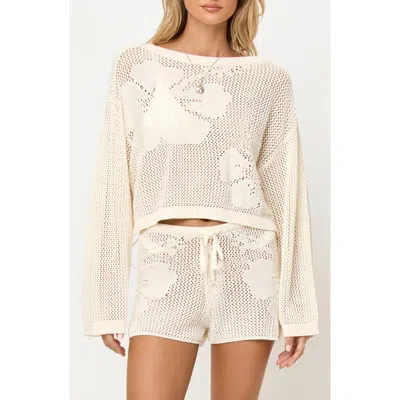 L*space Lspace Island Time Open Stitch Cover-up Sweater In White