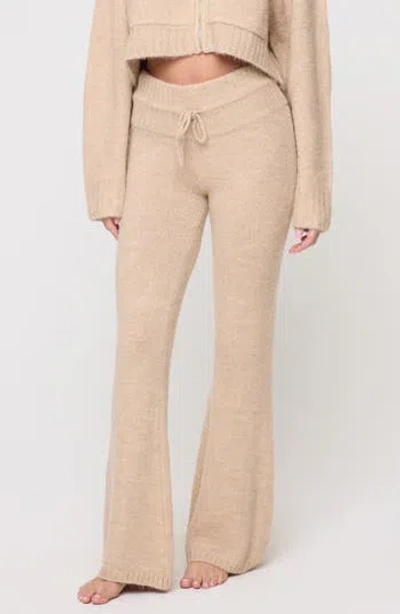 L*space Lspace Jet Set Flare Knit Pants In Heather Oatmeal