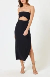 L*space Lspace Kierra Cutout Strapless Rib Cover-up Dress In Black