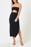 L*space Lspace Kierra Cutout Strapless Rib Cover-up Dress In Black