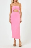 L*SPACE KIERRA CUTOUT STRAPLESS RIB COVER-UP DRESS