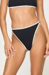 L*space Lspace Kourt High Waist Bikini Bottoms In Black/cream