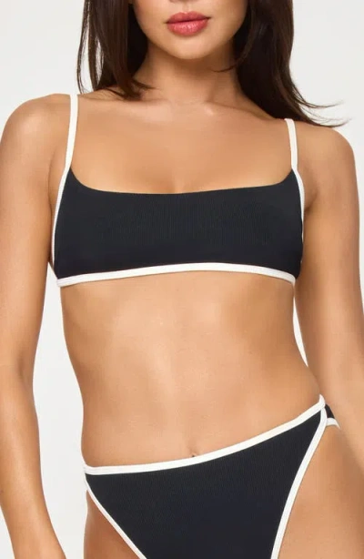 L*space Lspace Kourt Rib Bikini Top In Black/cream