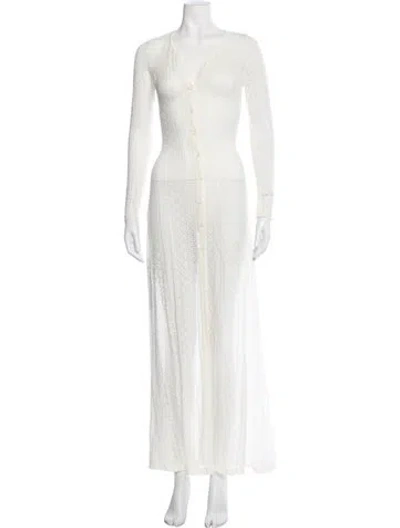 Pre-owned L*space Lace Pattern Long Dress W/ Tags In White
