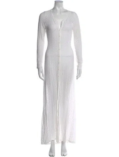Pre-owned L*space Lace Pattern Long Dress In White