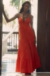 L*space Lspace Laina Tiered Cotton Poplin Cover-up Maxi Dress In Red