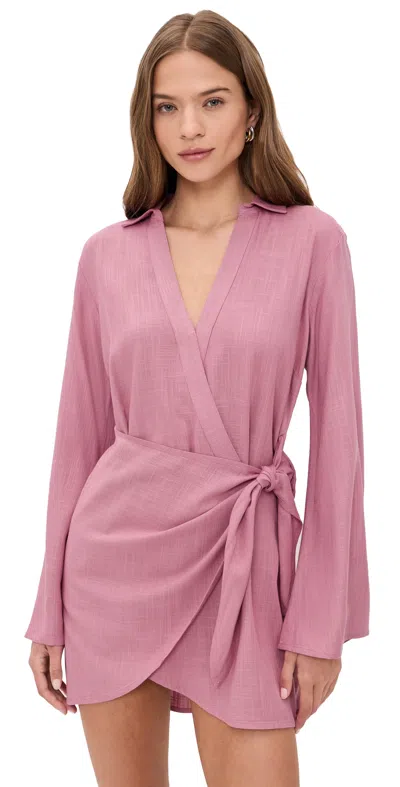 L*space Lspace Las Palmas Long Sleeve Cover-up Wrap Dress In Pink
