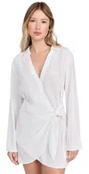 L*space Lspace Las Palmas Long Sleeve Cover-up Wrap Dress In Cream