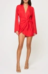 L*space Lspace Las Palmas Long Sleeve Cover-up Wrap Dress In Flame