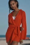 L*space Las Palmas Long-sleeve Wrap Mini Dress In Red