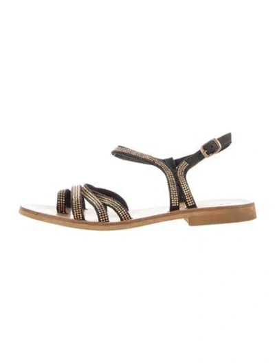 Pre-owned L*space Leather Slingback Sandals In Black