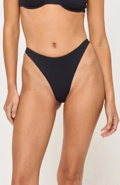 L*space Lspace Leilani Bitsy Pucker Textured Bikini Bottoms In Black