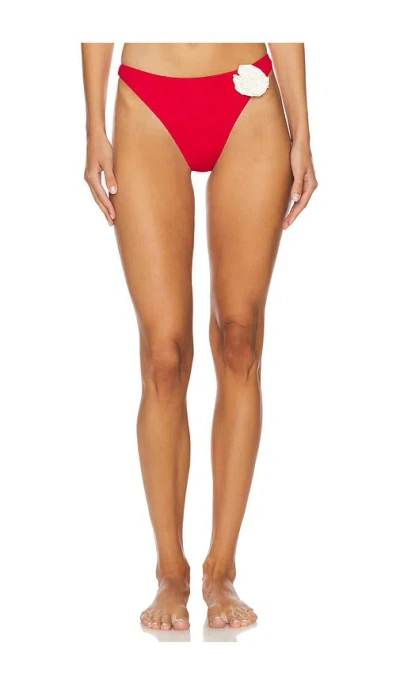 L*space Leilani Mid-rise Bitsy Bottom In Lipstick Red & Cream