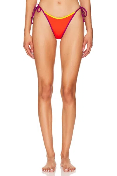 L*space Levy Bikini Bottom Women's Orange Tie-side Swimwear Beach Gbo2487 In Multi