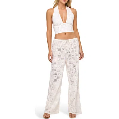 L*space Lspace Lily Cotton Eyelet Cover-up Drawstring Pants