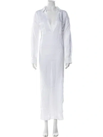 Pre-owned L*space Linen Long Dress W/ Tags In White