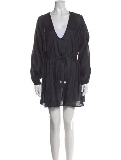 Pre-owned L*space Linen Mini Dress In Gray