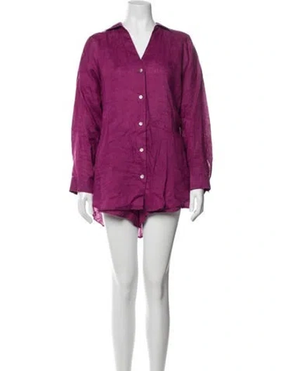 Pre-owned L*space Linen Short Set In Purple