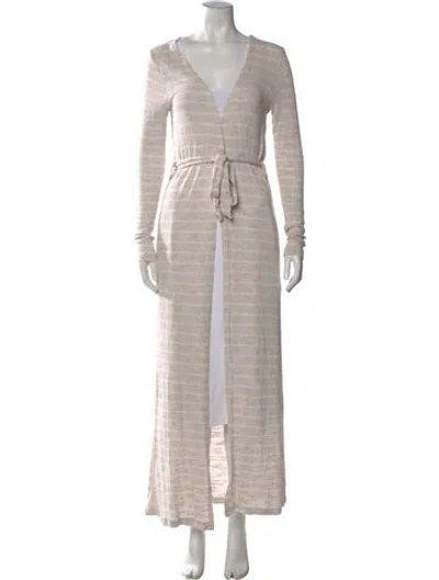 Pre-owned L*space Linen Striped Sweater In Neutral